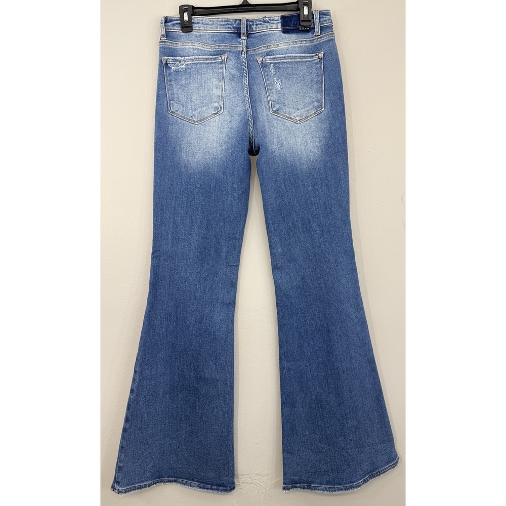 RISEN Jeans Women's 11/30 Flare Distressed Stretch Denim Blue Fade NWT - Picture 2 of 10